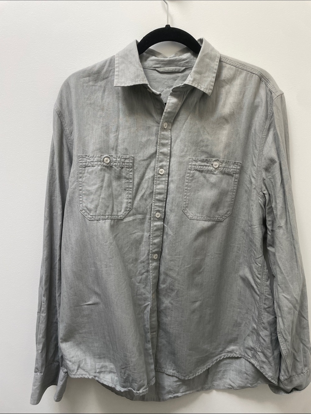Mack Weldon Chambray Endeavor Long Sleeve Button Up Size Large
